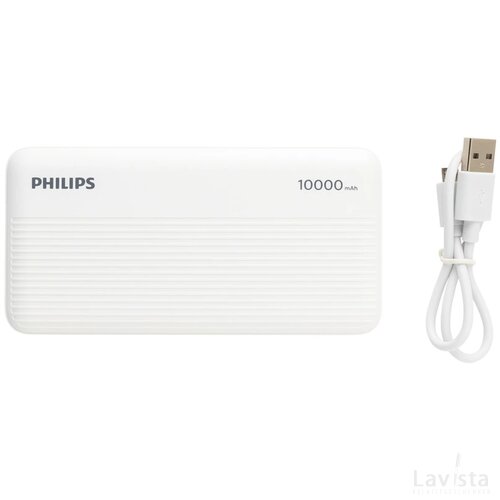 Philips 10.000 mAh platte powerbank wit
