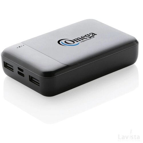 RCS standaard recycled plastic 10.000 mAh powerbank zwart