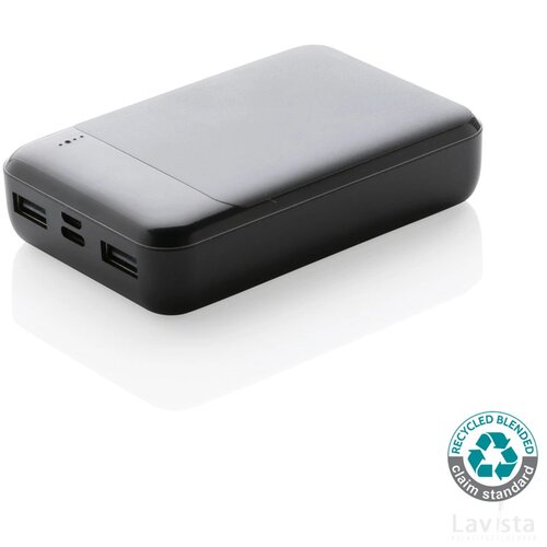 RCS standaard recycled plastic 10.000 mAh powerbank zwart