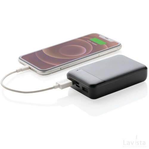 RCS standaard recycled plastic 10.000 mAh powerbank zwart