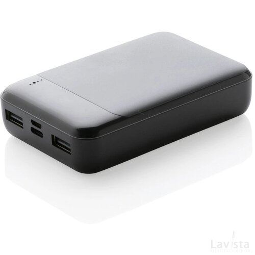 RCS standaard recycled plastic 10.000 mAh powerbank zwart