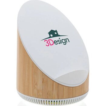 Ovate bamboe 5W luidspreker met 15W draadloze oplader bruin