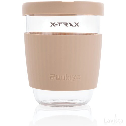 Ukiyo borosilicaat glas met siliconen deksel en sleeve bruin