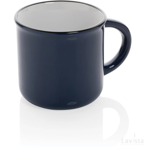 Vintage keramische mok 280 ml donkerblauw