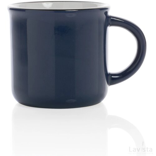 Vintage keramische mok 280 ml donkerblauw