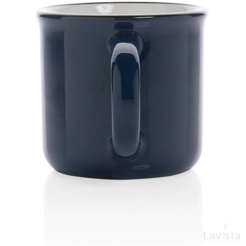 Vintage keramische mok 280 ml donkerblauw