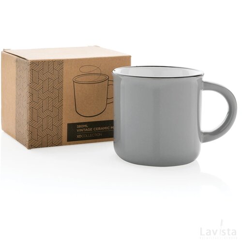Vintage keramische mok 280 ml grijs