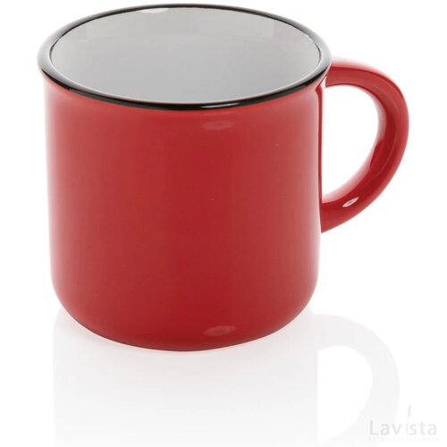 Vintage keramische mok 280 ml rood