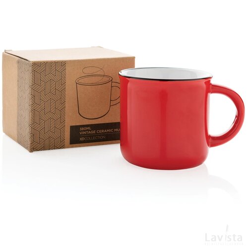 Vintage keramische mok 280 ml rood