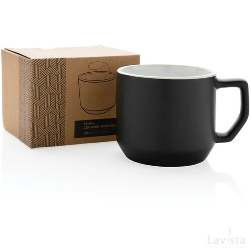 Keramische moderne mok 350 ml zwart, wit