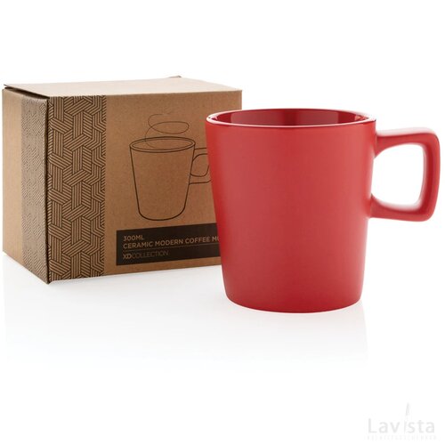 Keramische moderne koffiemok 300 ml rood