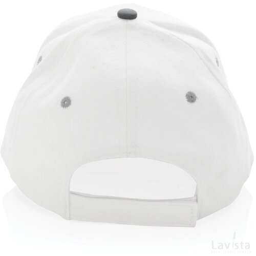 Impact AWARE™ 6 panel 280gr recycled katoen cap met bies wit