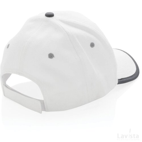 Impact AWARE™ 6 panel 280gr recycled katoen cap met bies wit