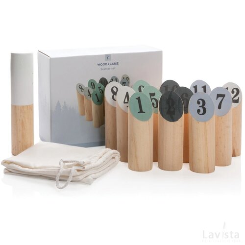 Houten werp set bruin