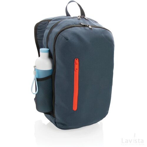 Impact AWARE™ 300D RPET casual rugzak donkerblauw, oranje