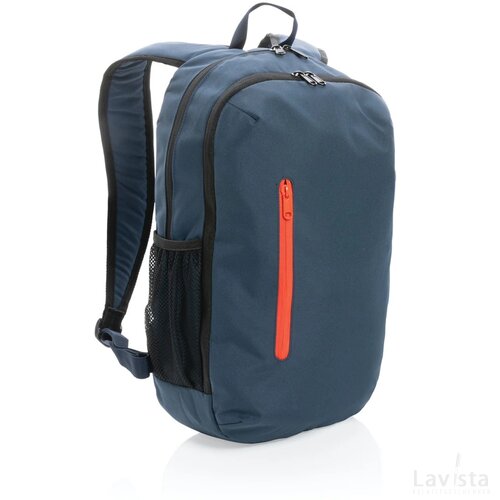 Impact AWARE™ 300D RPET casual rugzak donkerblauw, oranje