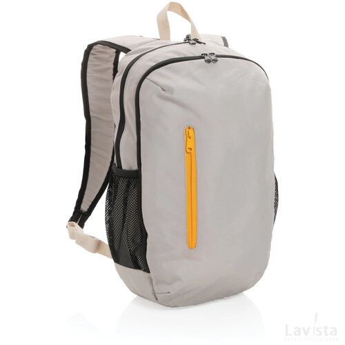 Impact AWARE™ 300D RPET casual rugzak wit, oranje