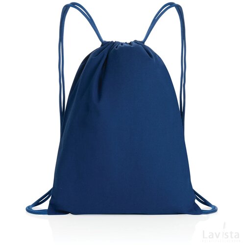 Impact AWARE™ gerecycled katoenen rugzak met trekkoord 145gr blauw