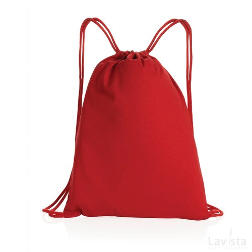 Impact AWARE™ gerecycled katoenen rugzak met trekkoord 145gr rood