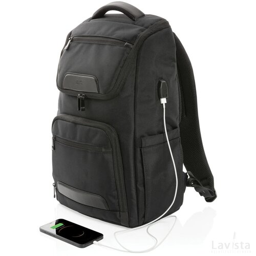 Swiss Peak AWARE™ RPET Voyager 15.6" laptop rugzak zwart