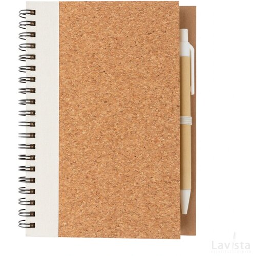 Kurk spiraal notitieboek met pen wit