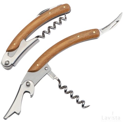 Metalen kelnersmes met bamboe heft Beige