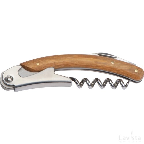Metalen kelnersmes met bamboe heft Beige