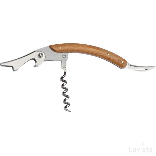 Metalen kelnersmes met bamboe heft Beige
