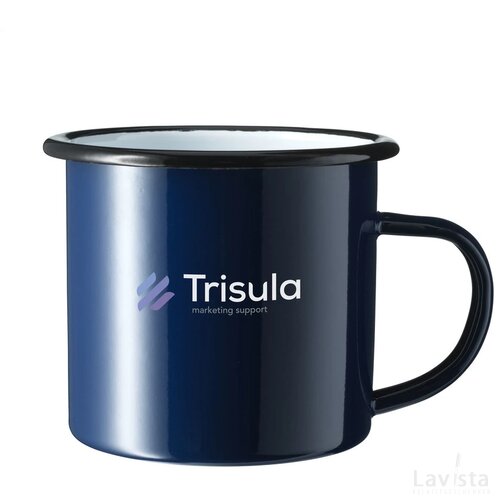 Retro Emaille Mug Mok Blauw/Zwart