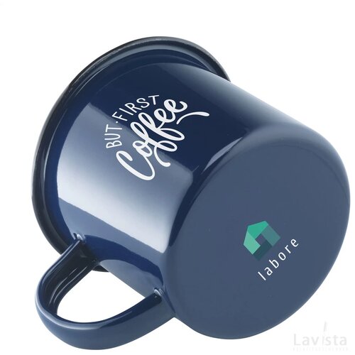 Retro Emaille Mug Mok Blauw/Zwart