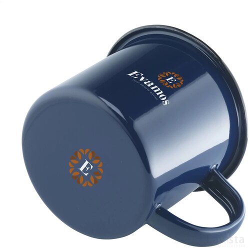 Retro Emaille Mug Mok Blauw/Zwart