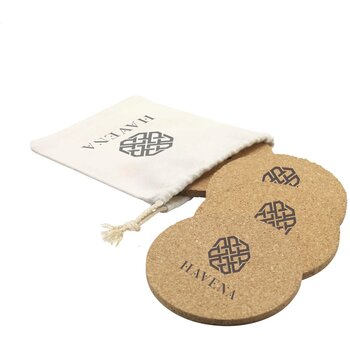 Set Onderzetters In Katoenen Pouch Naturel Set Onderzetters In Katoenen Pouch Naturel