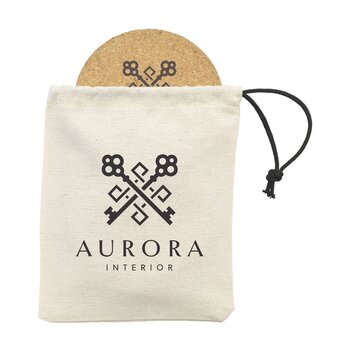 Set onderzetters in katoenen pouch Naturel