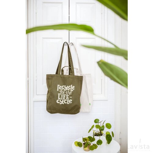 Organic Cotton Canvas Tote Bag (280 G/M²) Winkeltas Olijfgroen