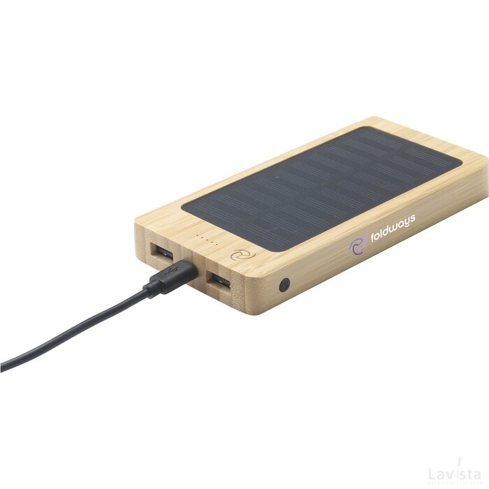 Solar Powerbank 8000+ Wireless Charger Externe Oplader Bamboe