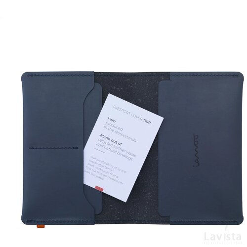 Gerecyclede leren paspoorthoesje Blauw