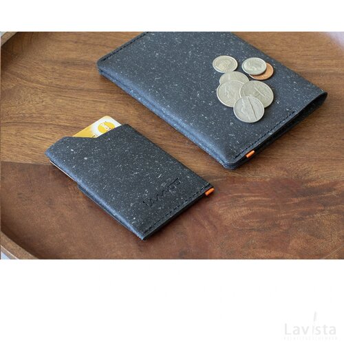 Recycled Leather Cardholder Kaarthouder Zwart