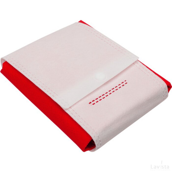 Opvouwbare boodschappentas met drukknoop 80 gr/m2 rood