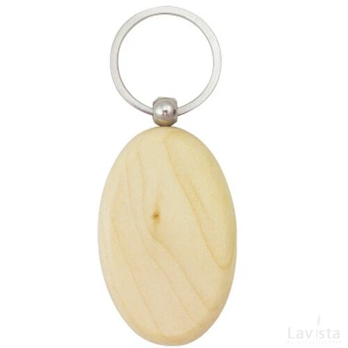 Ovalen houten sleutelhanger. ecru