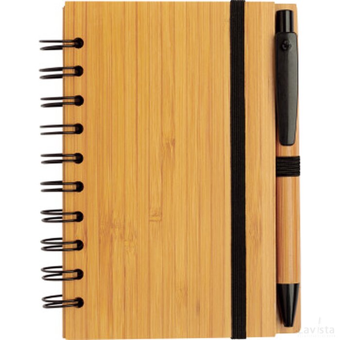 Bamboe notitieboek A6 met pen. ecru