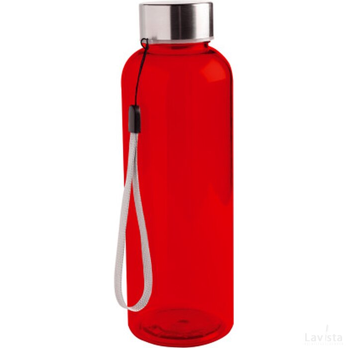 Tritan fles 500 ml zilverkleurige dop met lus rood