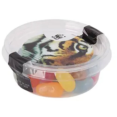Transparant biodegradable bakje met snoep