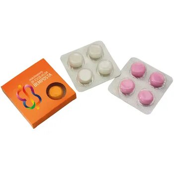 Doosje met 4 Mentos in blister custom made Doosje met 4 Mentos in blister custom made