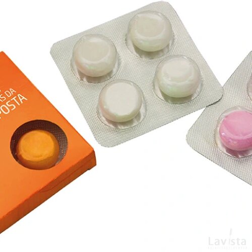 Doosje met 4 Mentos in blister custom made
