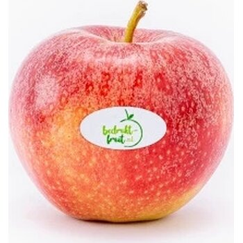 Appel met een fruitsticker rood