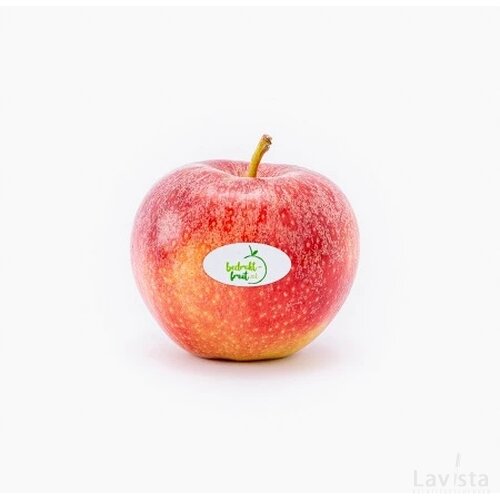 Appel met een fruitsticker rood