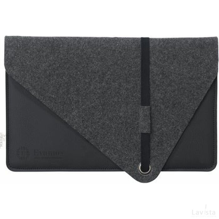 Recycled Felt & Apple Leather Laptop Sleeve 13 Inch Zwart