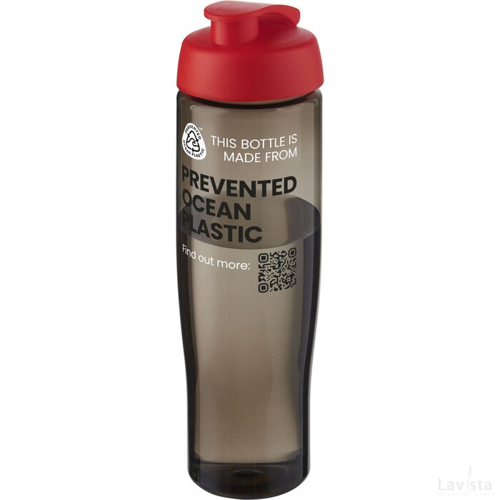H2O Active® Eco Tempo drinkfles van 700 ml met klapdeksel Rood, Charcoal Rood/Charcoal