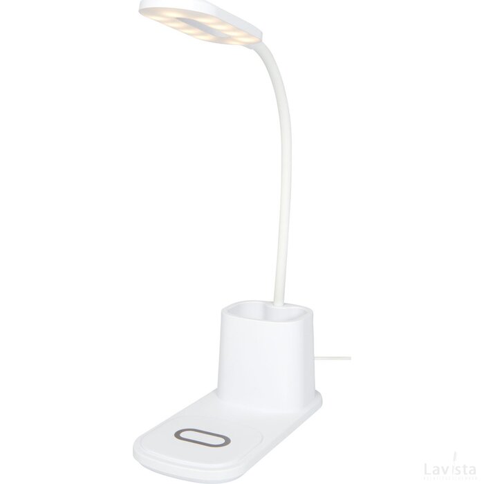 Bright bureaulamp en organizer met draadloze oplader Wit