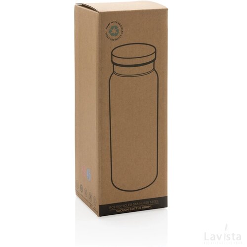 RCS gerecycled roestvrijstalen vacuümfles 600ML blauw